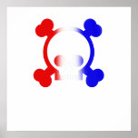 red white and blue skull posters