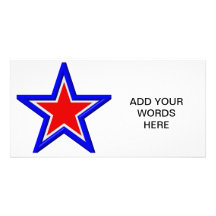 Red, white and blue stacked stars custom photo card