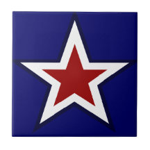 Red, White and Blue Star Tile