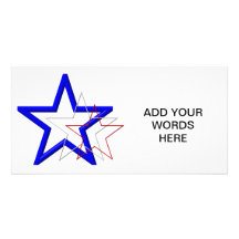 Red, white and blue star trails custom photo card