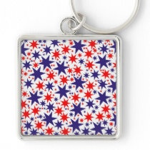 Red, White and Blue Stars Design, template Key Chains