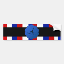 Red white and blue stripes monogram bumper stickers