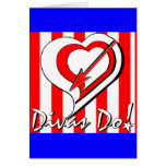 Red, White and Blue Stripes with Heart Divas Do!tm Greeting Cards