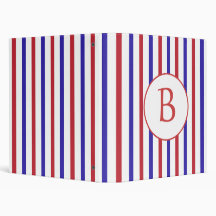 Red, White, and Blue Stripes with Monogram Binder