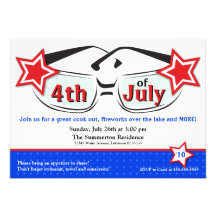 Red White and Blue Sunglasses Invitation