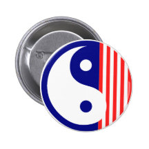 Red White and Blue Yin Yang Button