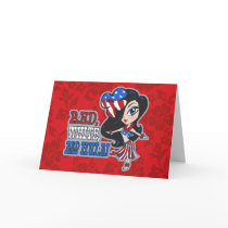 Red, White and Hula Girl Patriotic Greeting Cards