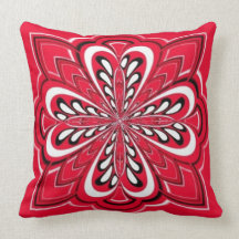 Red White Black Fractal Flower American MoJo Pillo Throw Pillow