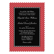 Red White Black Polka Dot Wedding Invitations