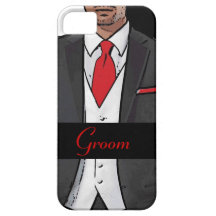 Red white black tuxedo groom iphone 5 case