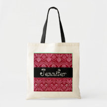 Red White Black Wedding Damask Bridesmaid Bag