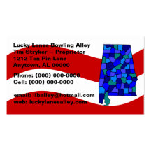 Red White Blue Alabama AL Map State Business Card