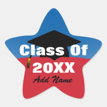 Red White & Blue Any Year Star Graduation Stickers