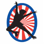 red white blue figure skater silhouette photo cut outs