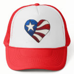 RED WHITE & BLUE HEART MESH HAT