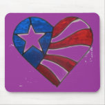 RED WHITE & BLUE HEART MOUSE MATS