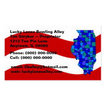 Red White Blue Illinois IL Map State Business Card