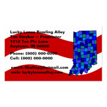 Red White Blue Indiana IN Map State Business Card