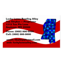 Red White Blue Mississippi Map State Business Card