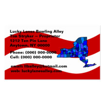 Red White & Blue New York Map State Business Card
