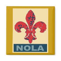 Red White Blue NOLa Fleur De Lis Magnet