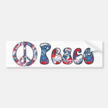 Red, White & Blue Peace Sign Bumper Sticker