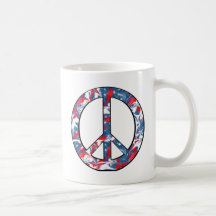 Red, White & Blue Peace Sign Coffee Mugs