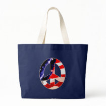 Red White & Blue Peace Sign tote bag
