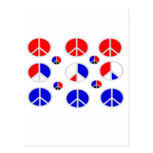 red white blue peace signs postcards