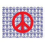 Red White & Blue Peace Skulls Post Cards