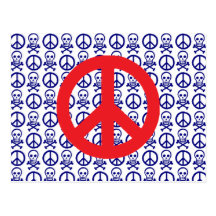 Red White & Blue Peace Skulls Post Cards
