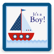 Red White Blue Sailboat Baby Boy Shower Custom Announcement