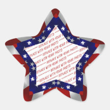 Red White & Blue Satin Star Shape Design Frame Star Stickers