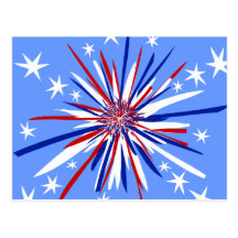 Red White & Blue Starburst Post Card