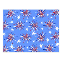 Red White & Blue Starbursts Postcards