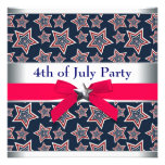 Red White Blue Stars 4th of July BBQ Party Custom Invites