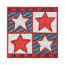 Red white blue stars quilt patch embroidery shirt