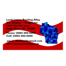 Red White & Blue Wisconsin Map State Business Card