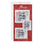 Red White Christmas Peace Customizable Photo Cards