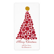 Red & White Christmas Tree Gift Present Tags Custom Shipping Labels