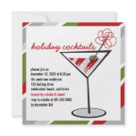 Red White Cocktail Martini Holiday Party Invite invitations