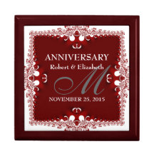 Red+White Decor Lace Wedding Anniversary GiftBox Gift Box