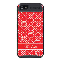 Red White Geometric Monogram Pattern iPhone 5 Cover
