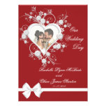 Red & White Heart Wedding Photo Invitations 5x7