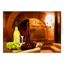 Red & White in the Cellar Wine Tasting Greeting Cards