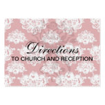 red white large romantic damask pattern business cards