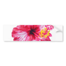 red white pink hibiscus aloha flower bumper sticker