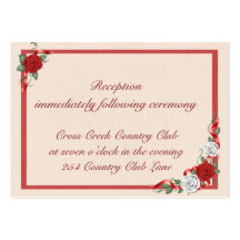 Red & White Roses Wedding Invitation Reception Ins Business Card Templates
