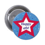 Red white star Happy 4th Independence Day custom Pinback Buttons