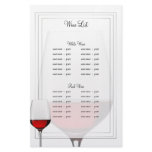 Red Wine Glass Wine Menu Customized Stationery
